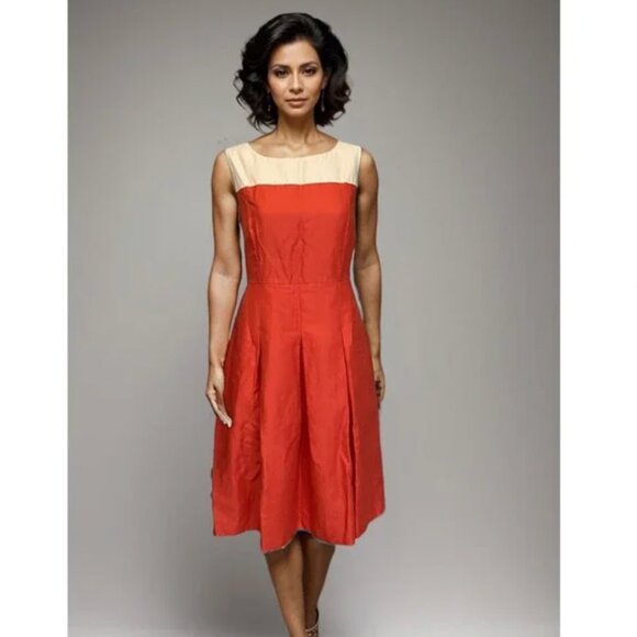 Talbots color block linen blend A-line dress - Picture 1 of 6